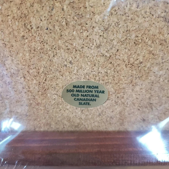 Chrysler Old Canadian Gray Slate Coaster Set with Wooden Stand. - Picture 5 of 7